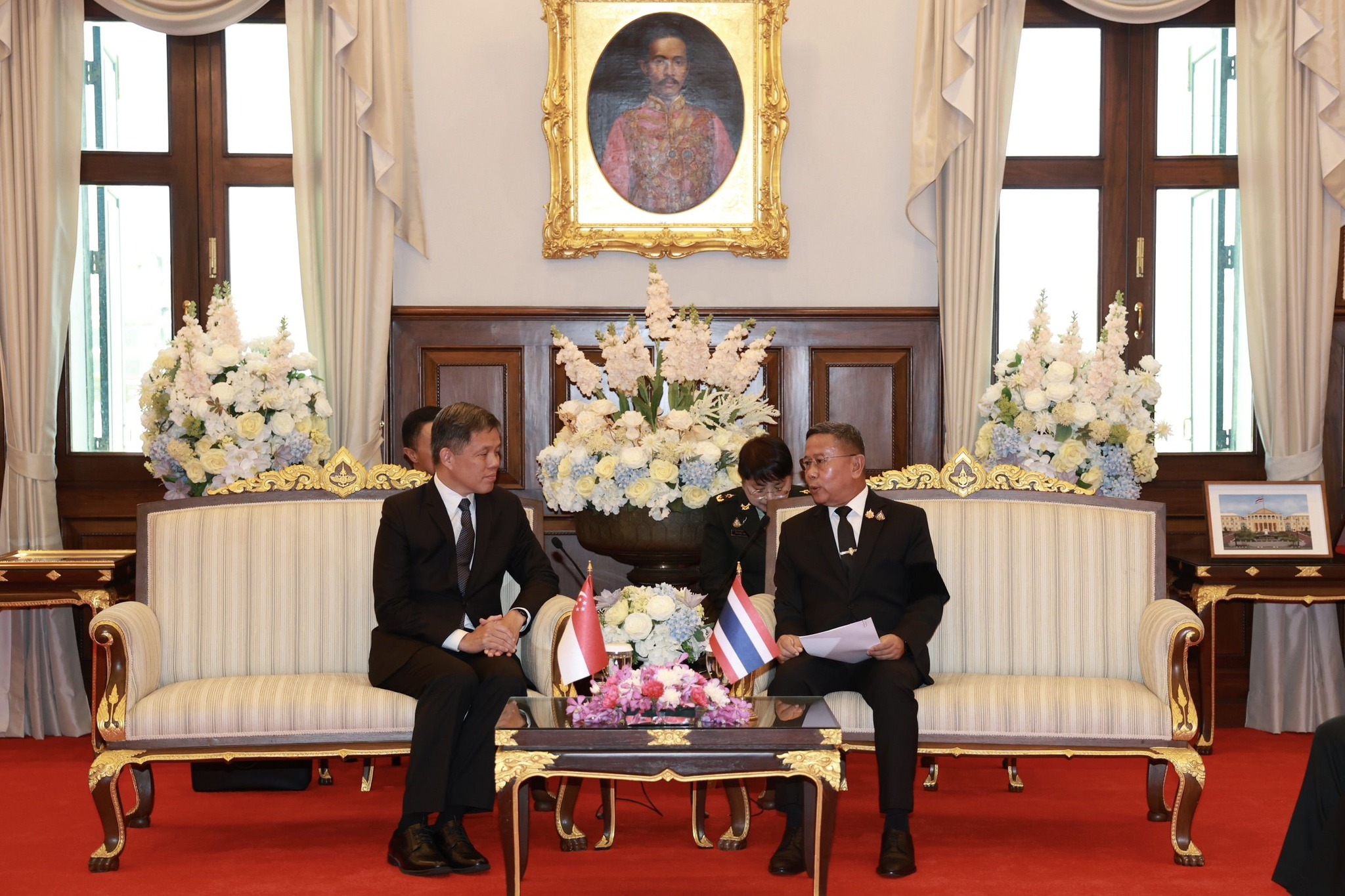 รัฐมนตรีว่าการกระทรวงกลาโหม ให้การต้อนรับ Chan Chun Sing รัฐมนตรีว่าการกระทรวงกลาโหมสาธารณรัฐสิงคโปร์